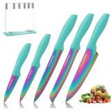 HAUSHOF Kitchen Knife Set, 5 Pieces Rainbow Knife