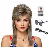 Adequate Women's Mullet Wig 80s 90s Costumes Fancy