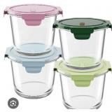4 PCS Glass Meal Prep Containers With Lids 3 cup,