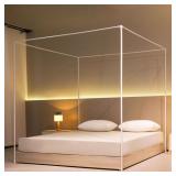 Beyeutao White Bed Canopy Frame Twin Canopy Bed Fr