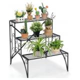 S AFSTAR 3-Tier Metal Plant Stand, Rectangular Lad