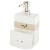 Mud Pie Stoneware Soap Sponge Holder, White/Cream,