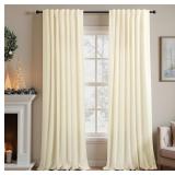 $104 Pitalk Velvet Curtains Ivory Thermal Insulate