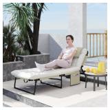 Outsunny Folding Lounge Chair with Cushion, Beige