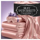 DECOLURE Satin Bed Sheets - 4 Piece Luxury Silky K