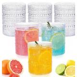 18PCS Plastic Hobnail Drinking Glasses - 14 Oz Cle