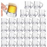 24 Pcs Mini Plastic Beer Mugs, 1 oz Clear Plastic