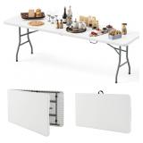$156 Goplus 8ft Plastic Folding Table, 350 LBS Out