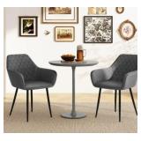 Costway Set of 2 Grey Upholstered Dining Chair