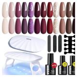 MEFA 19 Pcs Gel Nail Polish Kit with U V Light, 12