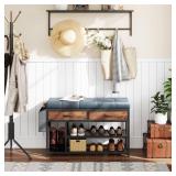 Mutun 35.5' x 23' Storage Shoe Bench, 3-Tier Entry