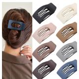 8 Pack Flat Hair Clips for Women   Large Matte Rec