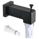Square Tub Spout with Diverter, Matte Black