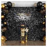 $190 Qcity Black Shimmer Wall Backdrop 48PCS, Blac