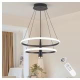 $110 Modern LED Chandelier, Dimmable 20in Black Ki