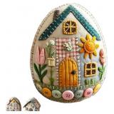 Lot of 2 Patchwork Felt Egg Houses DIY Kit, DIY Pa