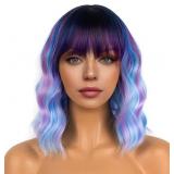 Short Bob Wigs with Bangs for Women Loose Wavy Wig