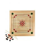 Hey Play Wooden Carrom Board Game with Cue Sticks