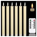 GenSwin Flameless Ivory Taper Candles Flickering w