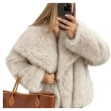 Flygo Women's Faux Fur Coat Fluffy Faux Fur Jacket