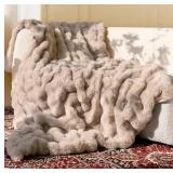 Ultra Soft Cozy Faux Fur Throw Blanket, Fuzzy Plus