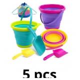 Beach toys, 2 buckets + 2 showels + 1 bag