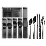 49Pcs Silverware Set with Organizer, Silver Stainl