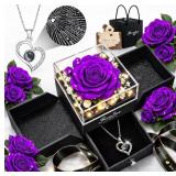Preserved Rose Gift Box with Heart Necklace for Wo