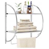 Tangkula Wall Mount 2 Tier Bathroom Shelf with Tow