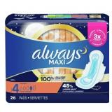 Always Maxi Overnight Pads with Wings, Unscented,
