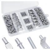 120Pcs Shelf Pins Kit,4 Styles Nickel Plated Shelf