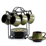 YHOSSEUN Ceramic Espresso Cups Set of 6, 4 Oz Expr