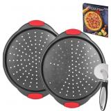 Non-Stick Pizza Pans (2 PACK), Round Pizza Trays f