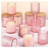 DARJEN 12 Pack Pink Candle Jars for Making Candles
