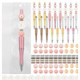Colarr 24 Sets Plastic Beadable Pens DIY Pens Maki