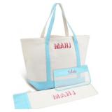 3 Pcs Empty Mahjong Canvas Bag Embroidered America