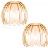 $112 2 Pcs Glass Tulip Lamp Shades Flower Art Scon