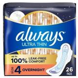 Always Ultra Thin Overnight Pads with Wings Unscen