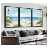 $164 Large Framed Coastal Wall Art - Set of 3 Summ