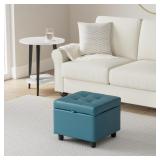 $140 H&B Luxuries Tufted Leather Square Flip Top S