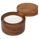 Acacia Wood Salt Cellar Bowl Box, Elegant Salt Con