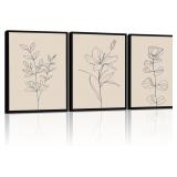 3Pcs Minimalist plant-themed wall art modern minim