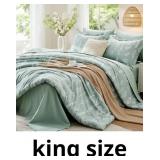 MUXHOMO King Comforter Set 7 Pieces, Sage Green El