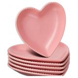 6 Pcs Heart Shaped Plates Ceramic 6.9 Inches Salad