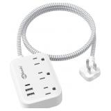 Flat Plug Power Strip with USB Ports, Flat Extensi