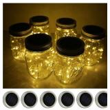 6 Pack Mason Jar Lights 10 LED Solar Warm White Fa