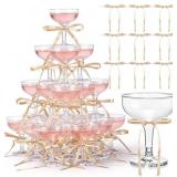 Zopeal 30 Set Disposable Plastic Coupe Glasses Wit