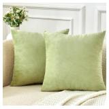 Throw Pillow Covers Sage Green Set of 2 18x18 Inch