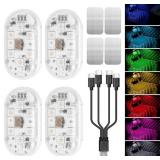 Wireless Car Led Interior Lights 4PCS, 7 Colors Un