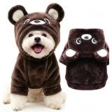 Dog Hoodie with Bear Ears Fleece Dog Sweater for S